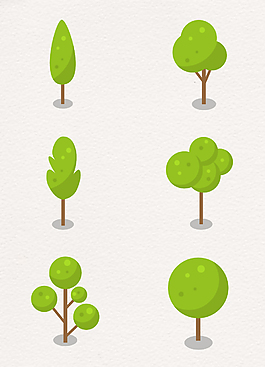 矢量卡通綠色樹木
