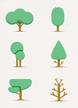 卡通各种绿色的树木矢量图片