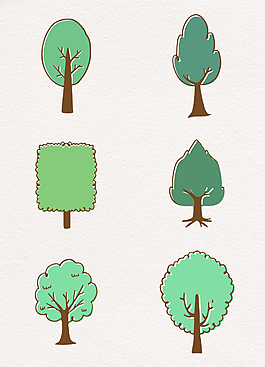 创意手绘绿色大树合集