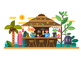 景區(qū)干凈整潔的小吃店元素