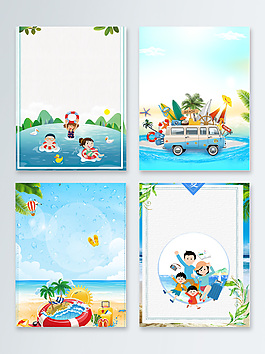 海边游泳暑期旅游广告背景