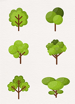 綠色扁平化綠植小樹合集