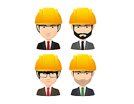 戴安全帽子的工作人員矢量圖
