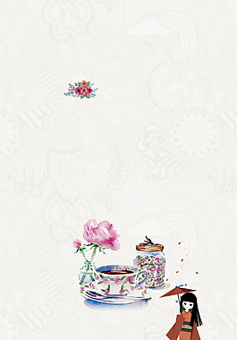 精美花朵下午茶背景素材