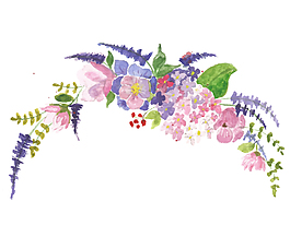 手绘彩色浪漫薰衣草装饰元素