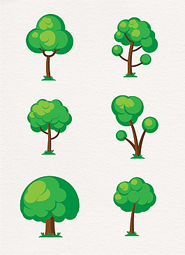 青蔥綠色卡通大樹(shù)矢量合集