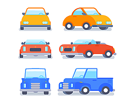 卡通簡單汽車卡車元素