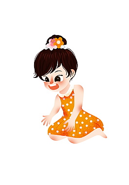 兒童節女孩兒裝飾元素設計