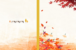 致青春紅色樹葉廣告背景素材