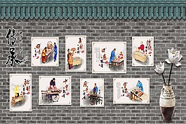 传承美食背景画