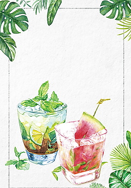 夏季西瓜檸檬飲料海報背景設(shè)計