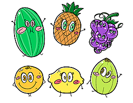卡通可爱大眼水果元素