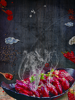夏日麻辣小龍蝦背景