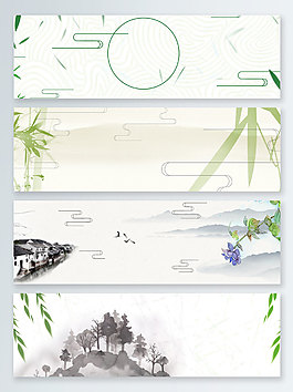 幾何中國風(fēng)竹子banner背景