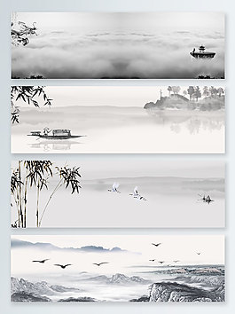 水墨山水banner背景