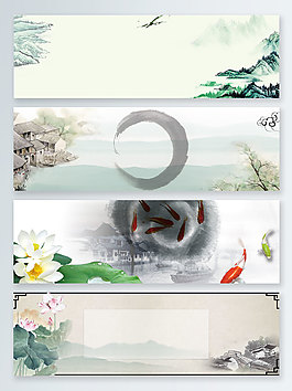 边框中国风荷花banner背景