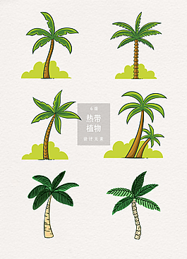 矢量手繪熱帶椰子樹木