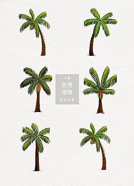 手繪熱帶植物插畫AI素材