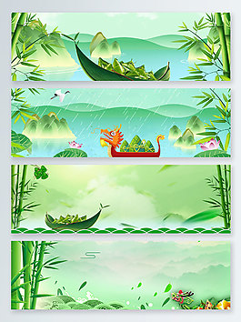 綠色傳統粽享端午banner背景