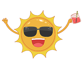 喝果汁的帥氣太陽元素