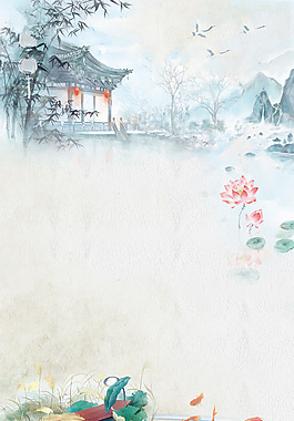 中國風荷花海報背景