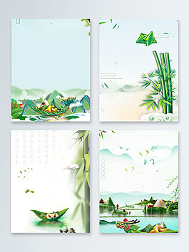 龍舟中國(guó)風(fēng)傳統(tǒng)文藝清新粽子端午節(jié)廣告背景