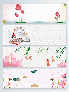 簡約柳葉荷花banner背景