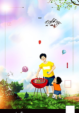 溫馨野外燒烤廣告背景