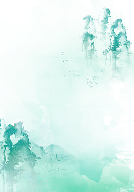 清新綠色中國風山水水墨背景