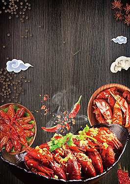 海鮮小龍蝦美食促銷海報(bào)