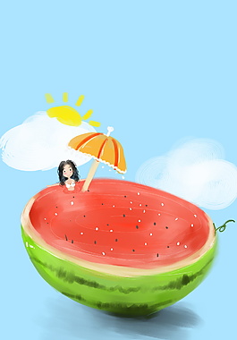 夏日西瓜浴海報(bào)背景圖