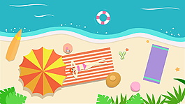 夏季海灘休閑海報背景圖