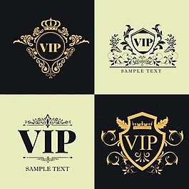 vip欧式花纹图标ai矢量素材下载
