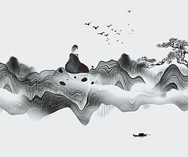 中国风唯美山水风景海报背景