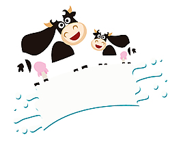 矢量手繪卡通奶牛元素