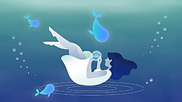 夏季海底美人美人魚海報背景圖