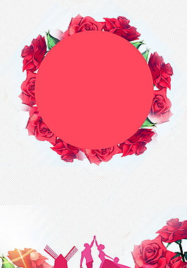 浪漫圆形大红玫瑰花广告背景