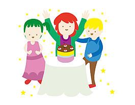 慶祝生日的小朋友矢量圖