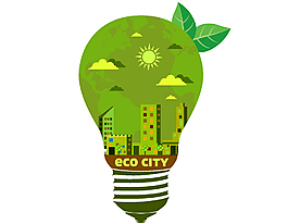 綠色環(huán)保家園電燈泡矢量圖