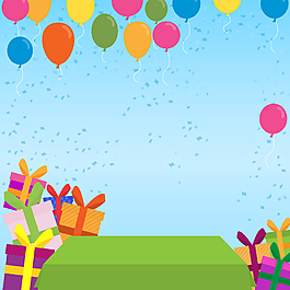 手绘儿童节快乐气球礼物矢量背景