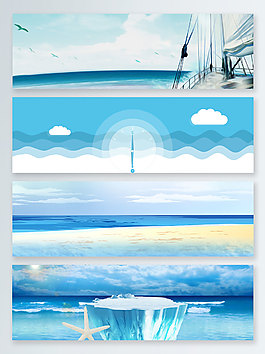 清新藍色清涼一夏banner背景