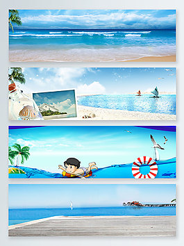 海灘游泳清涼一夏banner背景