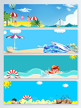 旅游海邊度假清涼一夏banner背景