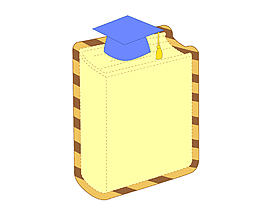 卡通藍(lán)色學(xué)士帽書(shū)本元素
