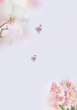 日系文藝手繪帶花廣告背景素材