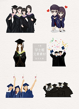 佩戴學(xué)士帽學(xué)位帽人物素材