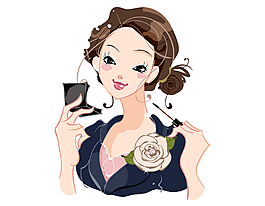 卡通美女化妝矢量元素