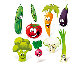 卡通扁平蔬菜笑脸矢量元素