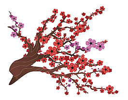 手繪扁平梅花矢量元素