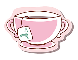 卡通粉色茶杯矢量元素